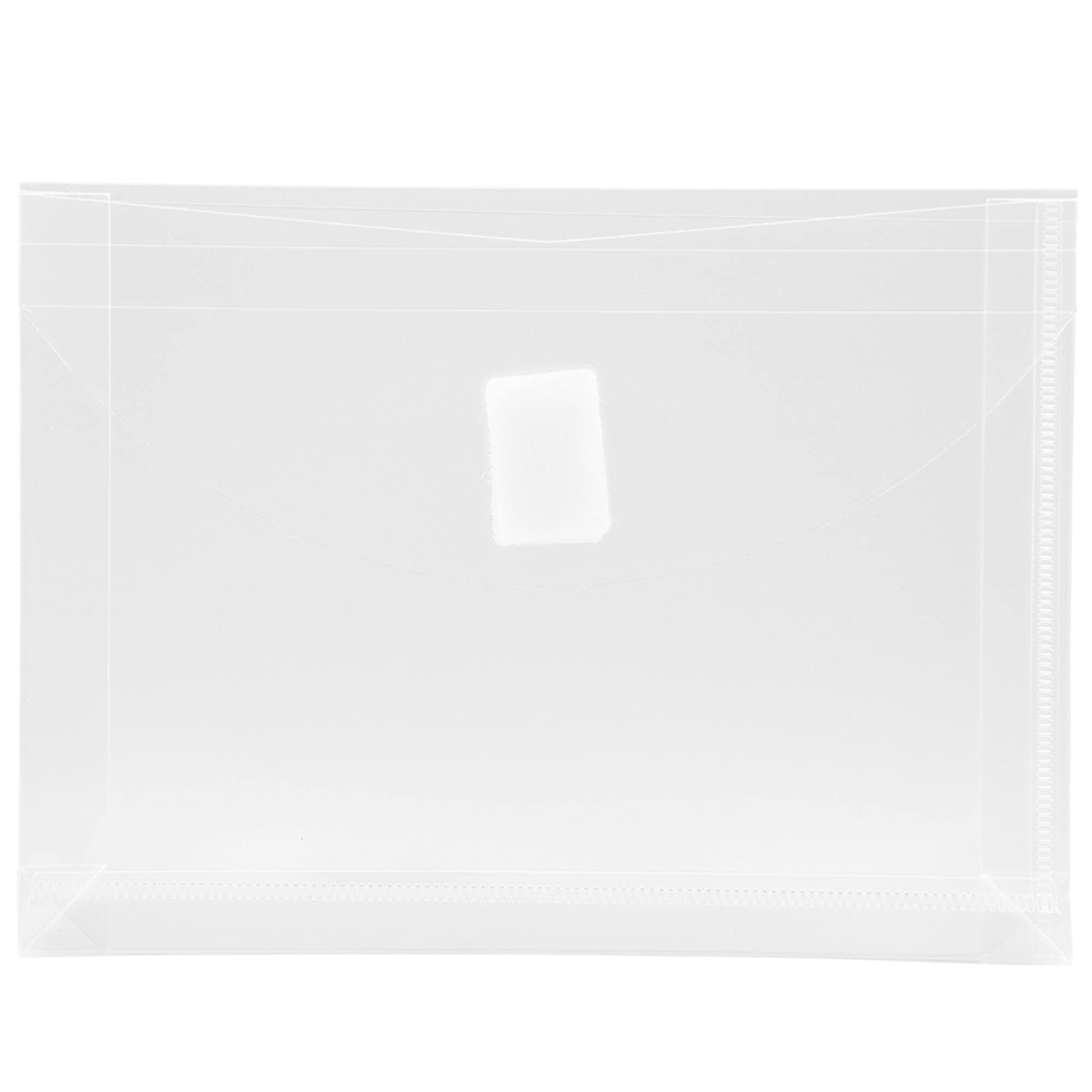 JAM Paper 5.5" x 7.5" Clear Plastic Hook & Loop Closure Envelopes, 12ct.